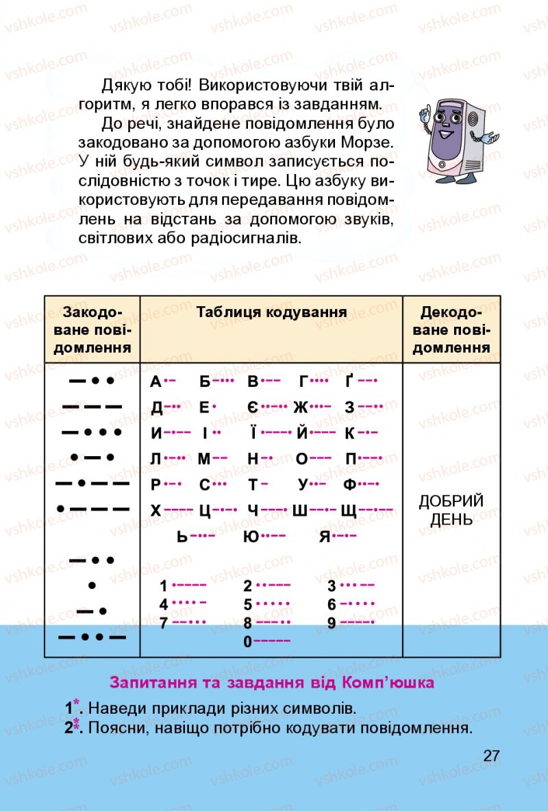 Страница 27 | Підручник Інформатика 3 клас О.В. Коршунова 2014