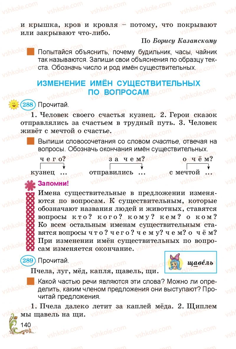 Страница 140 | Підручник Русский язык 3 клас Э.С. Сильнова, Н.Г. Каневская, В.Ф. Олейник 2014