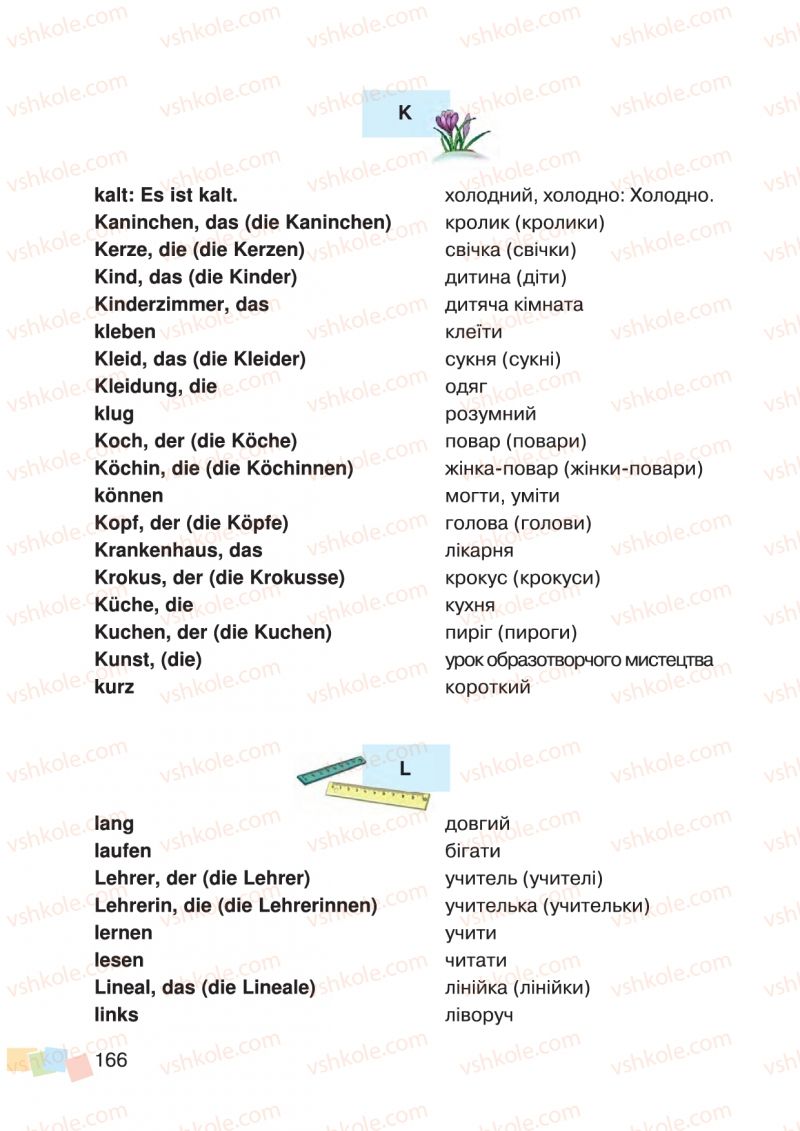 Страница 166 | Підручник Німецька мова 3 клас О.О. Паршикова, Г.М. Мельничук, Л.П. Савченко 2013