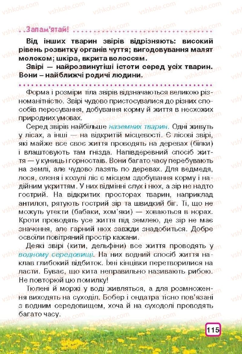 Страница 115 | Підручник Природознавство 3 клас І.В. Грущинська 2013