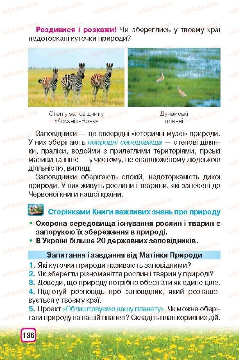 Страница 136 | Підручник Природознавство 3 клас І.В. Грущинська 2013