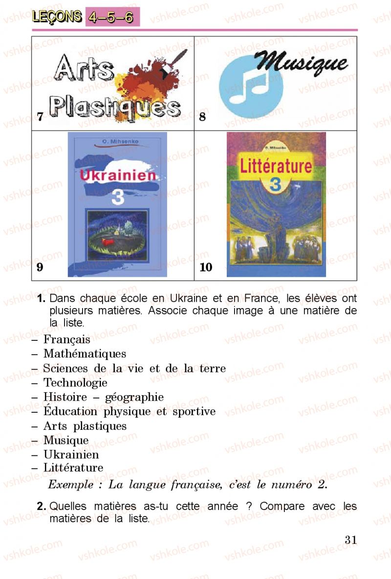 Страница 31 | Підручник Французька мова 3 клас Ю.М. Клименко 2014