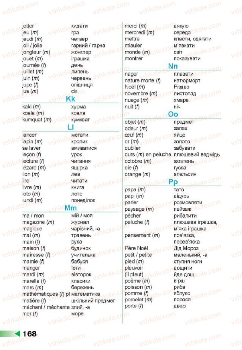 Страница 168 | Підручник Французька мова 3 клас Н.П. Чумак, Т.В. Кривошеєва 2013