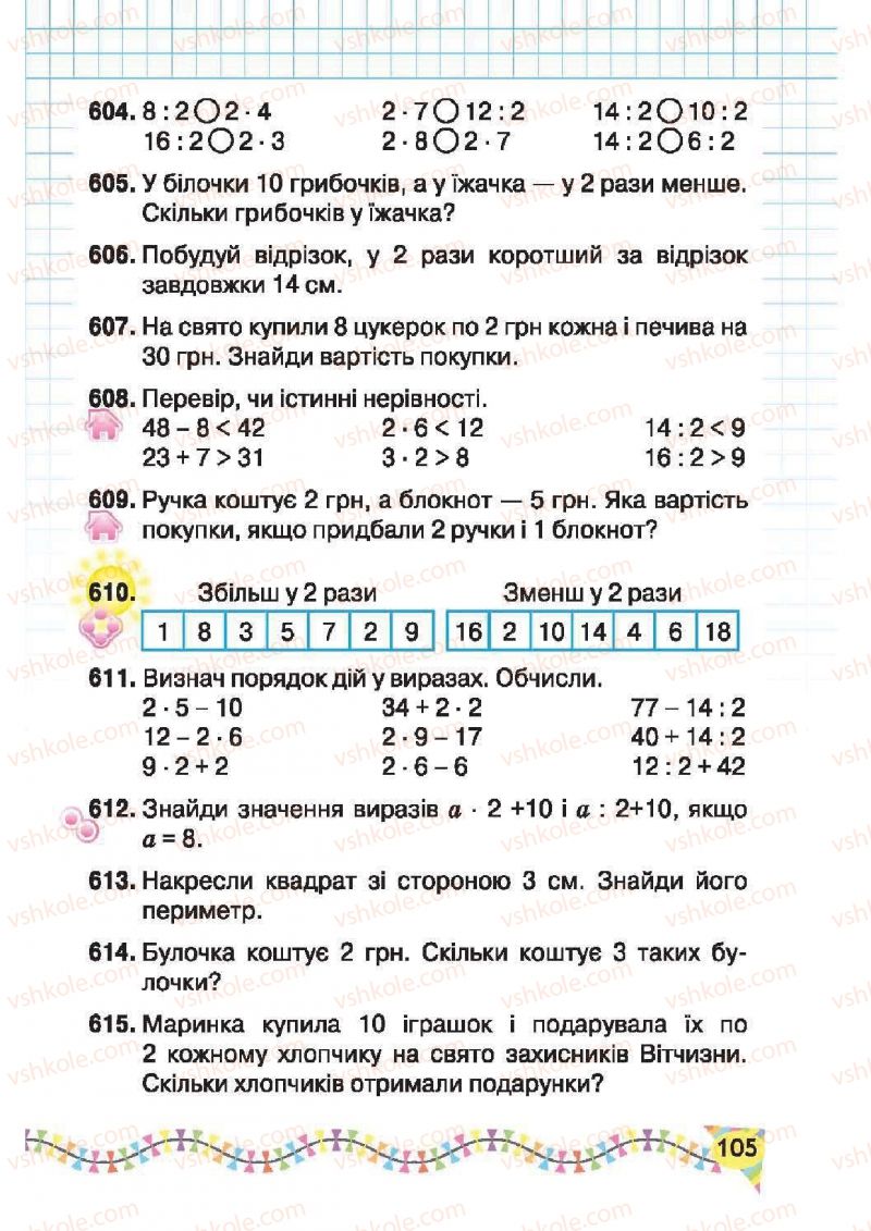 Страница 105 | Підручник Математика 2 клас Ф.М. Рівкінд, Л.В. Оляницька 2012