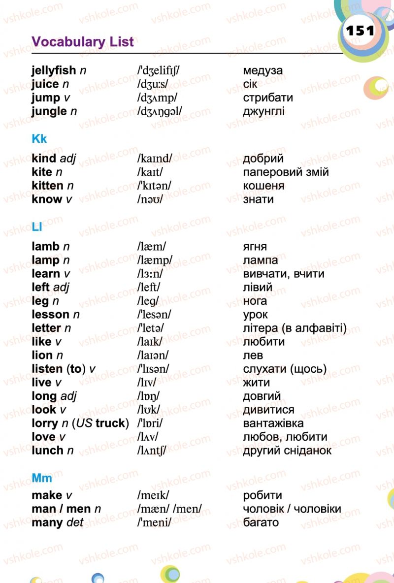 Страница 151 | Підручник Англiйська мова 2 клас А.М. Несвіт 2012