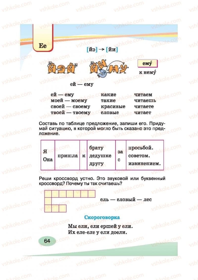 Страница 64 | Підручник Русский язык 2 клас И.Н. Лапшина, Н.Н. Зорька 2012