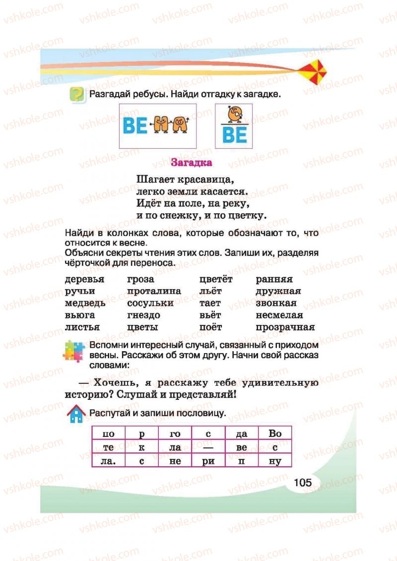 Страница 105 | Підручник Русский язык 2 клас И.Н. Лапшина, Н.Н. Зорька 2012