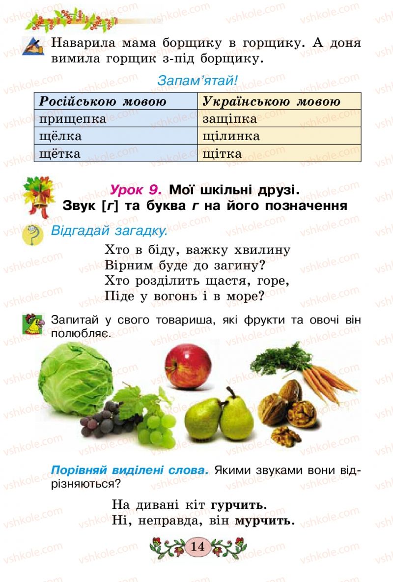 Страница 14 | Підручник Українська мова 2 клас Н.В. Гавриш, Т.С. Маркотенко 2012