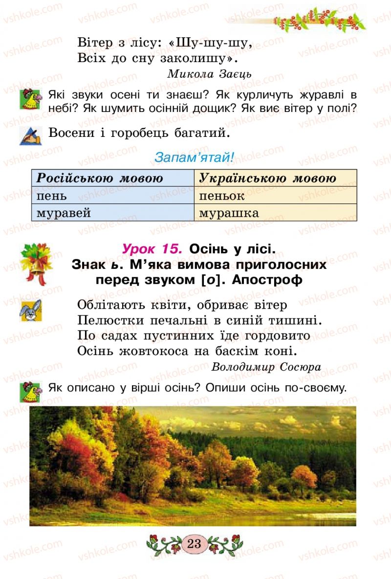 Страница 23 | Підручник Українська мова 2 клас Н.В. Гавриш, Т.С. Маркотенко 2012