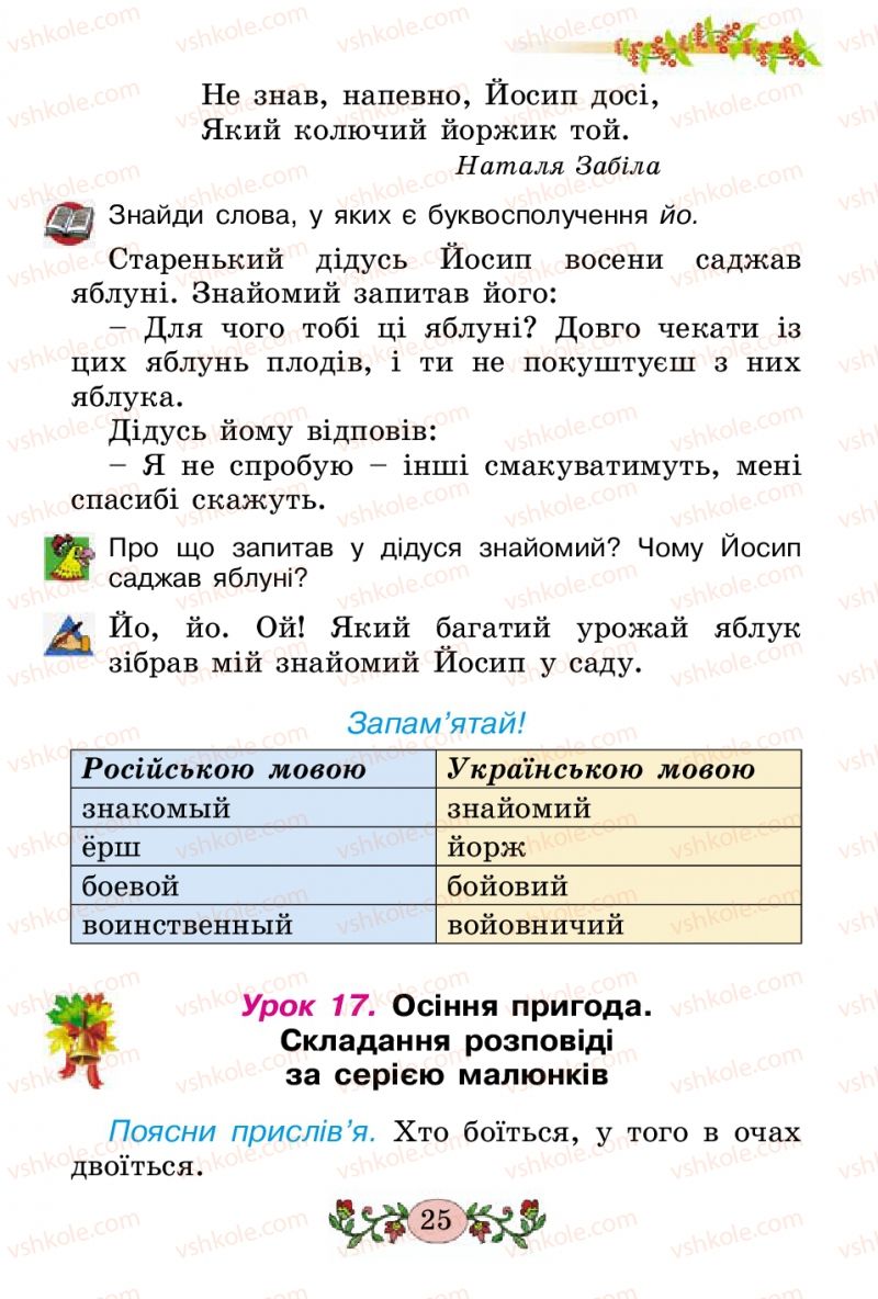 Страница 25 | Підручник Українська мова 2 клас Н.В. Гавриш, Т.С. Маркотенко 2012