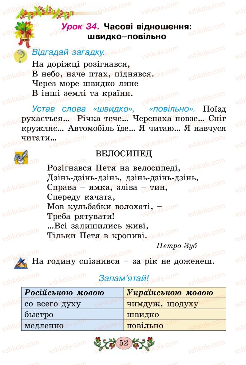Страница 52 | Підручник Українська мова 2 клас Н.В. Гавриш, Т.С. Маркотенко 2012