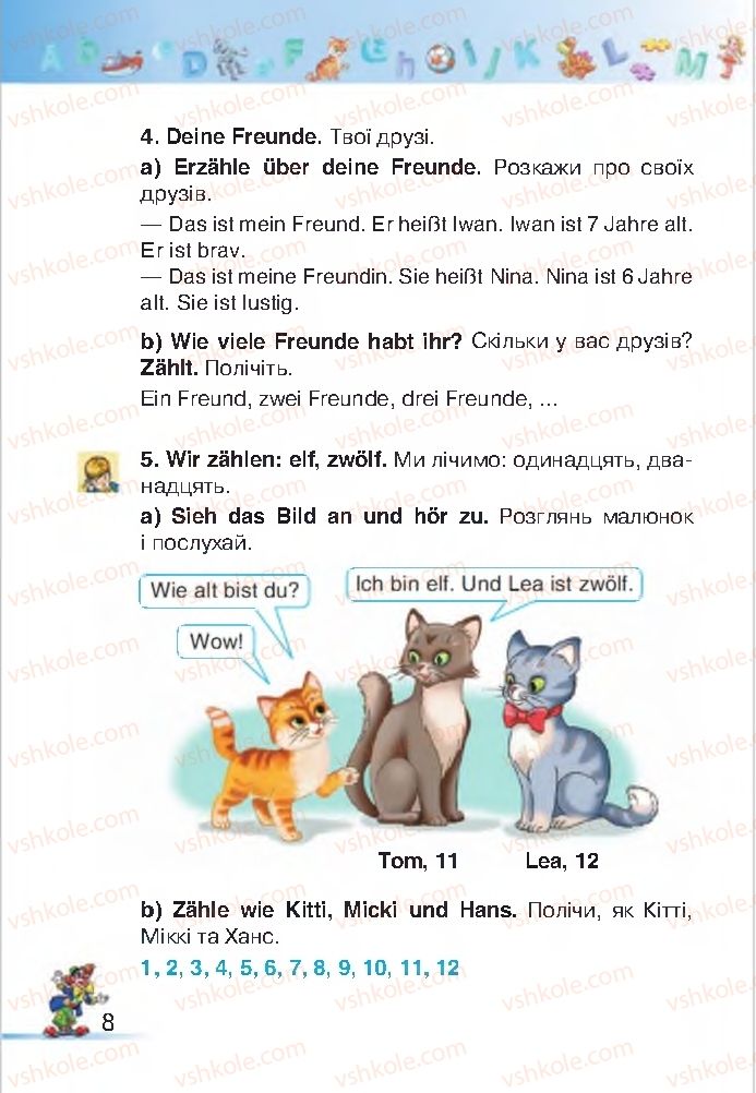 Страница 8 | Підручник Німецька мова 2 клас Н.Ф. Бориско, М.М. Сидоренко, Л.В. Горбач 2012
