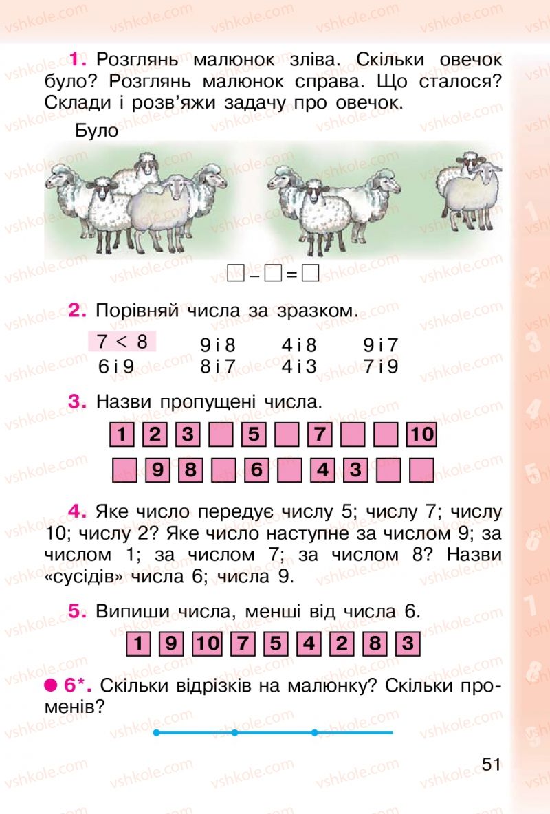 Страница 51 | Підручник Математика 1 клас М.В. Богданович, Г.П. Лишенко 2012
