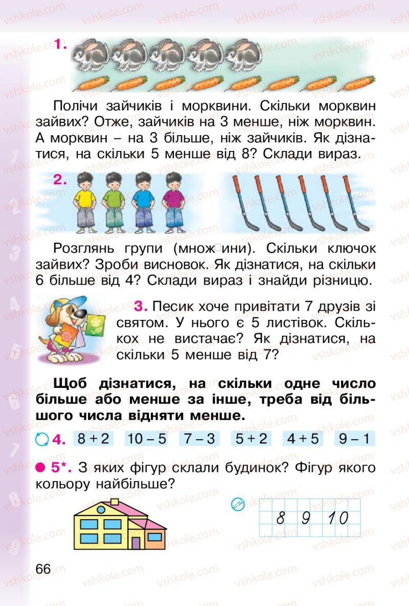 Страница 66 | Підручник Математика 1 клас М.В. Богданович, Г.П. Лишенко 2012