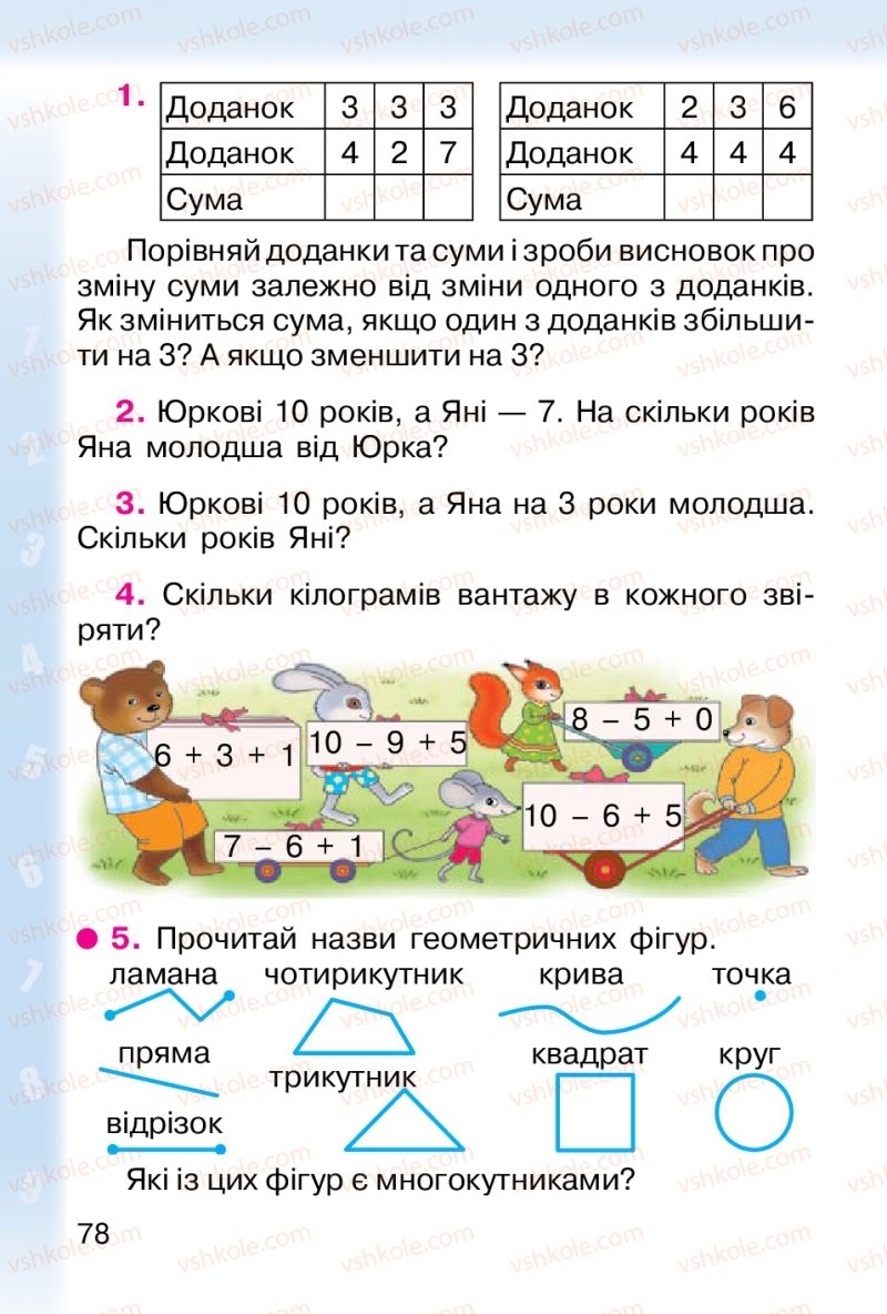 Страница 78 | Підручник Математика 1 клас М.В. Богданович, Г.П. Лишенко 2012