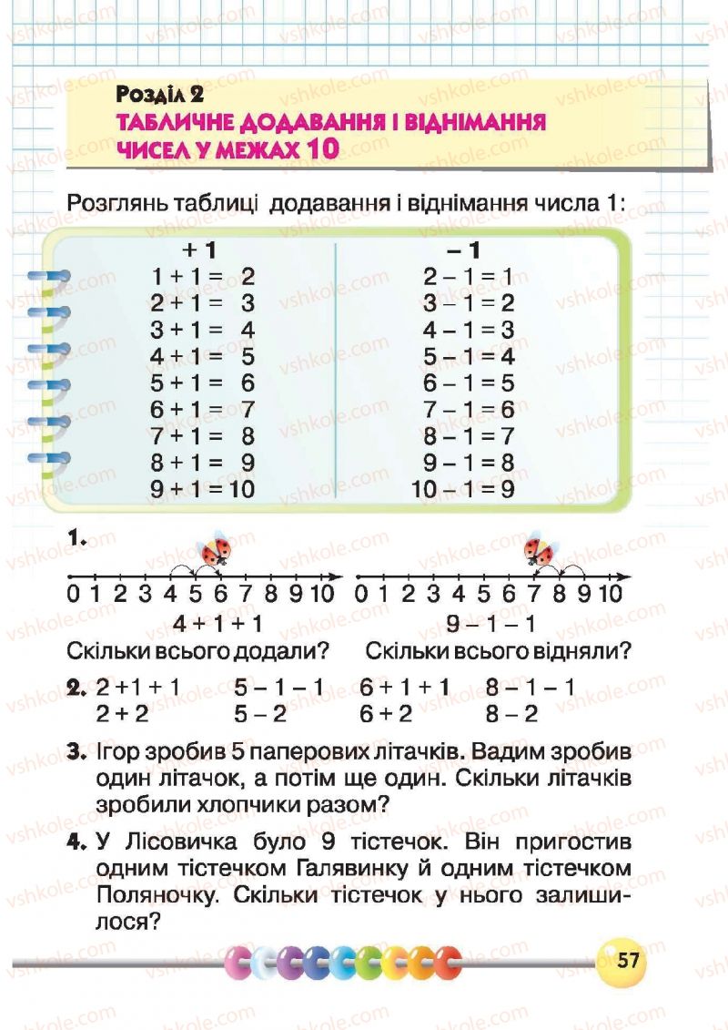 Страница 57 | Підручник Математика 1 клас Ф.М. Рівкінд, Л.В. Оляницька 2012