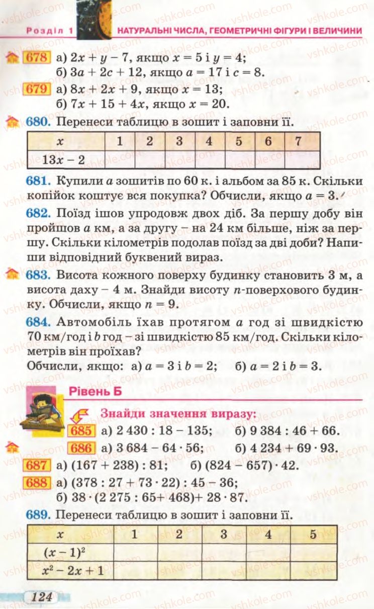 Страница 124 | Підручник Математика 5 клас Г.П. Бевз, В.Г. Бевз 2005