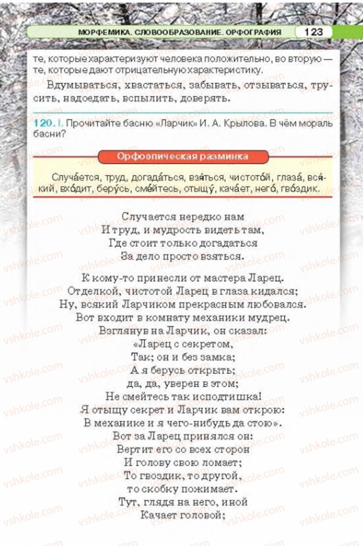 Страница 123 | Підручник Русский язык 6 клас Л.В. Давидюк 2014