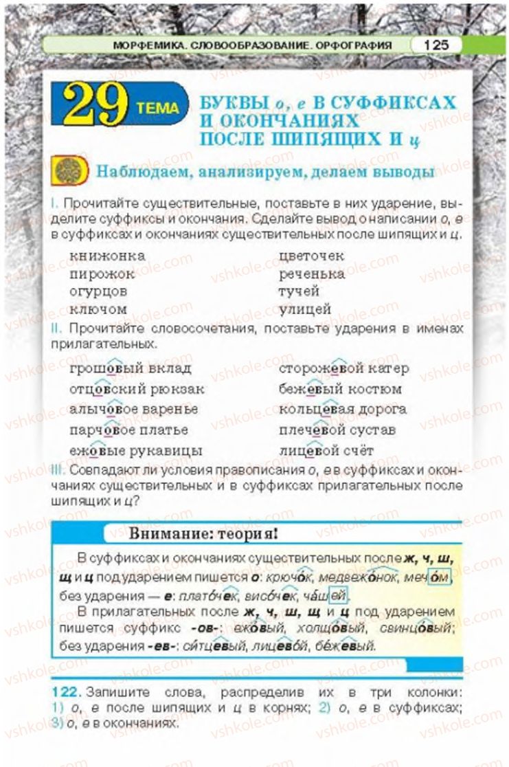 Страница 125 | Підручник Русский язык 6 клас Л.В. Давидюк 2014