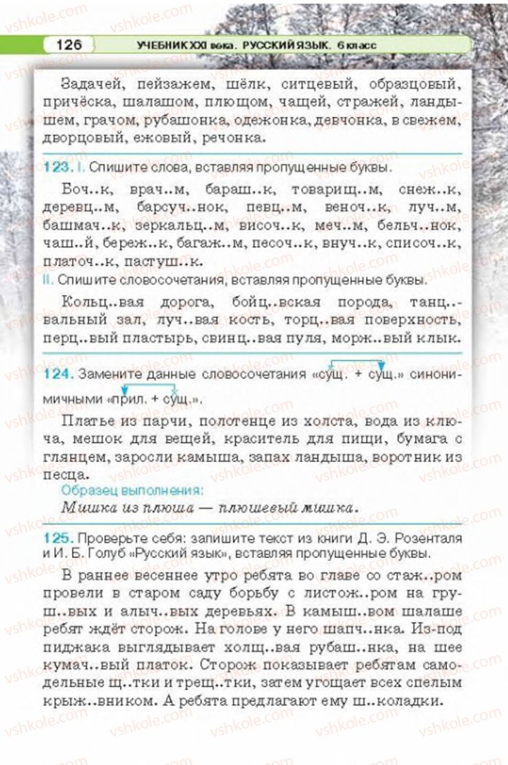 Страница 126 | Підручник Русский язык 6 клас Л.В. Давидюк 2014