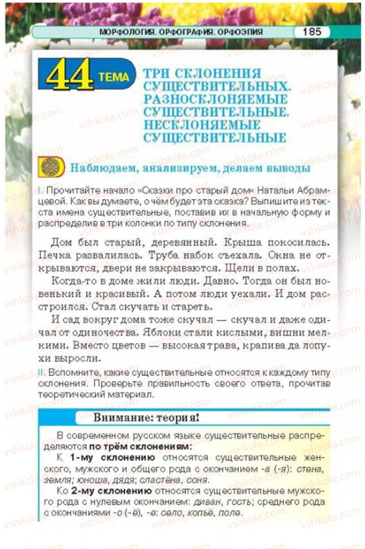 Страница 185 | Підручник Русский язык 6 клас Л.В. Давидюк 2014