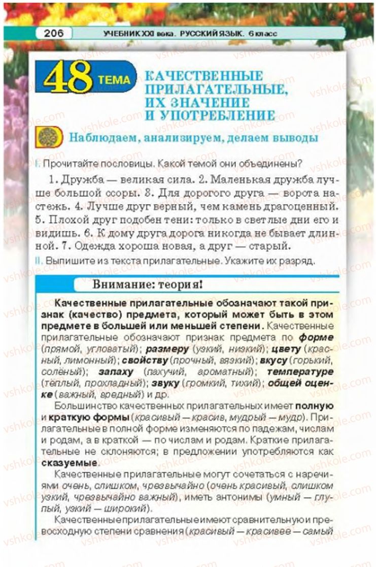 Страница 206 | Підручник Русский язык 6 клас Л.В. Давидюк 2014
