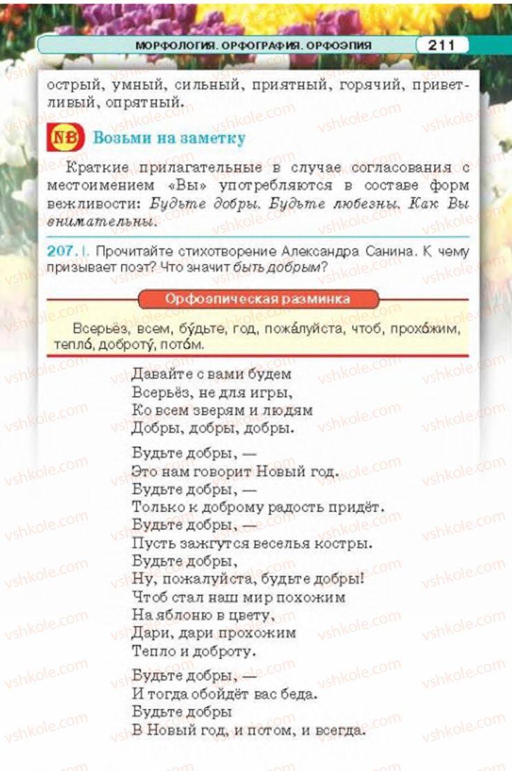 Страница 211 | Підручник Русский язык 6 клас Л.В. Давидюк 2014