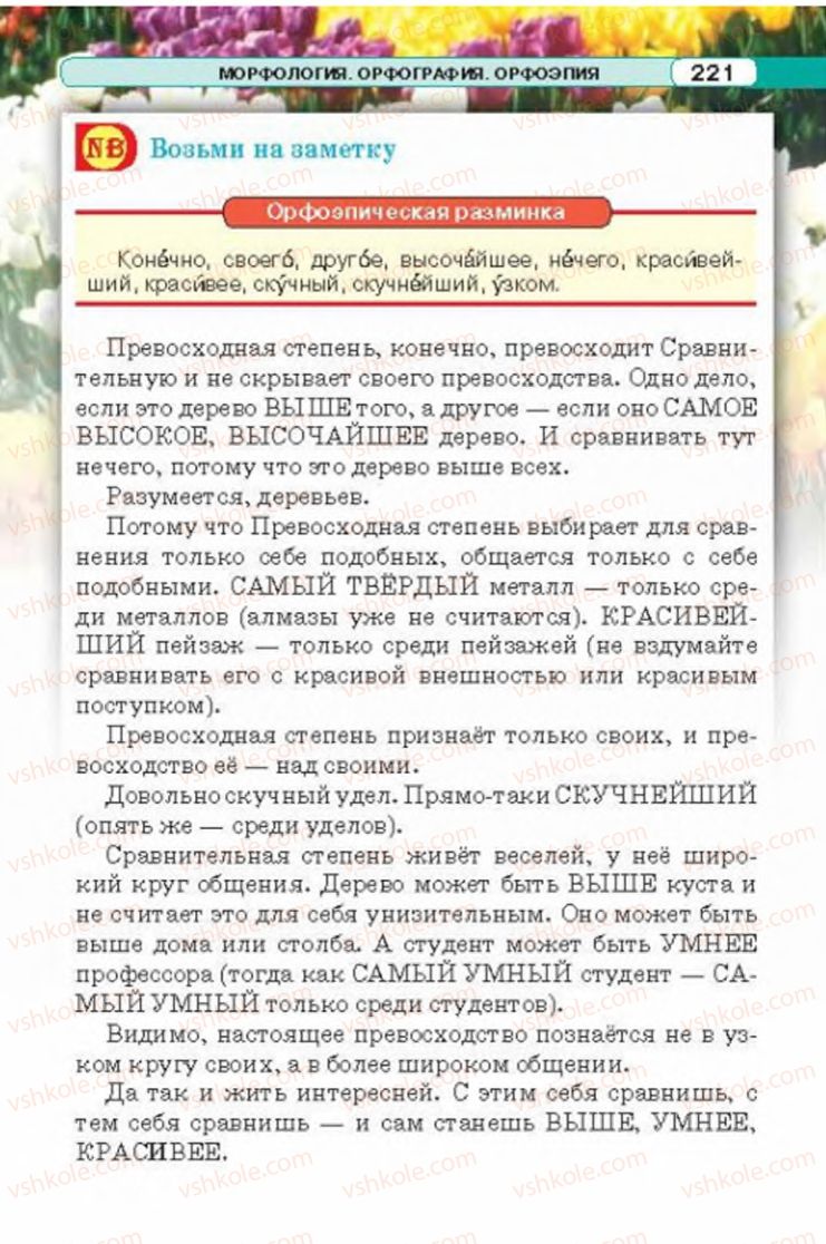 Страница 221 | Підручник Русский язык 6 клас Л.В. Давидюк 2014