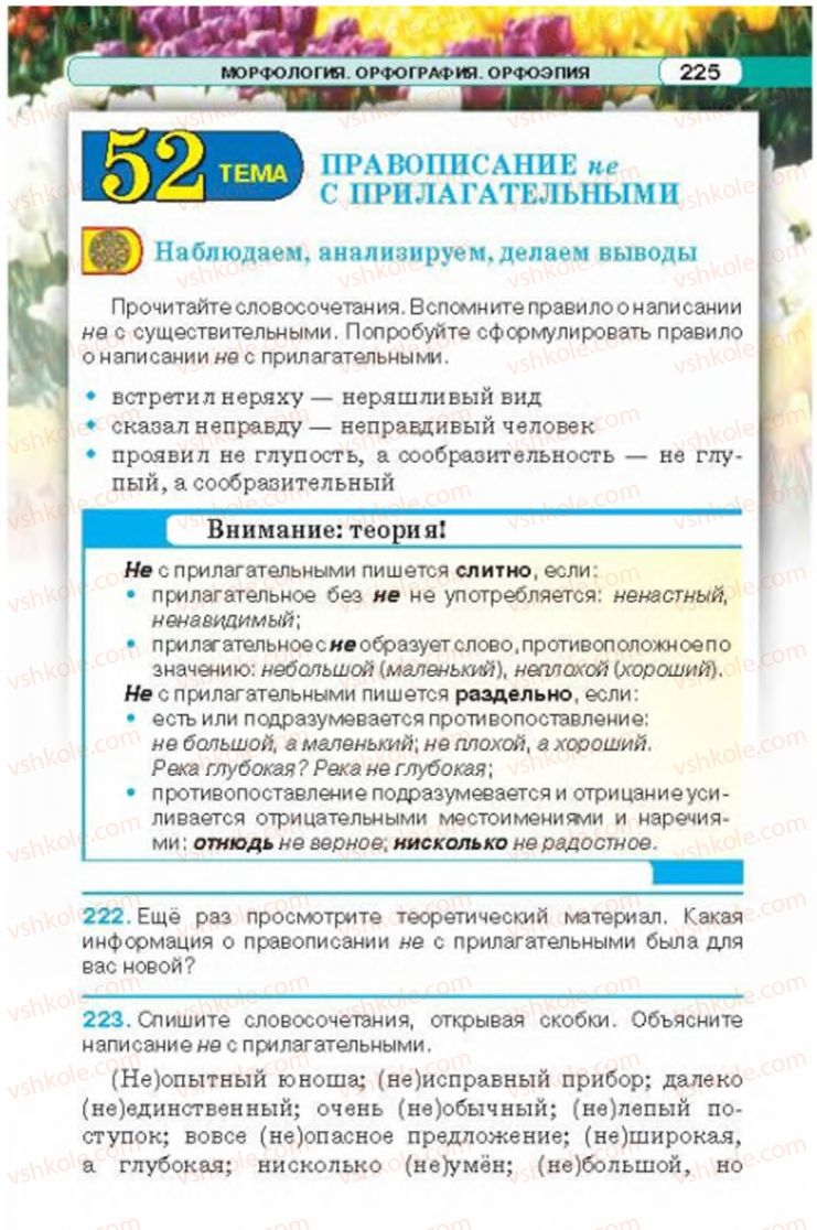 Страница 225 | Підручник Русский язык 6 клас Л.В. Давидюк 2014