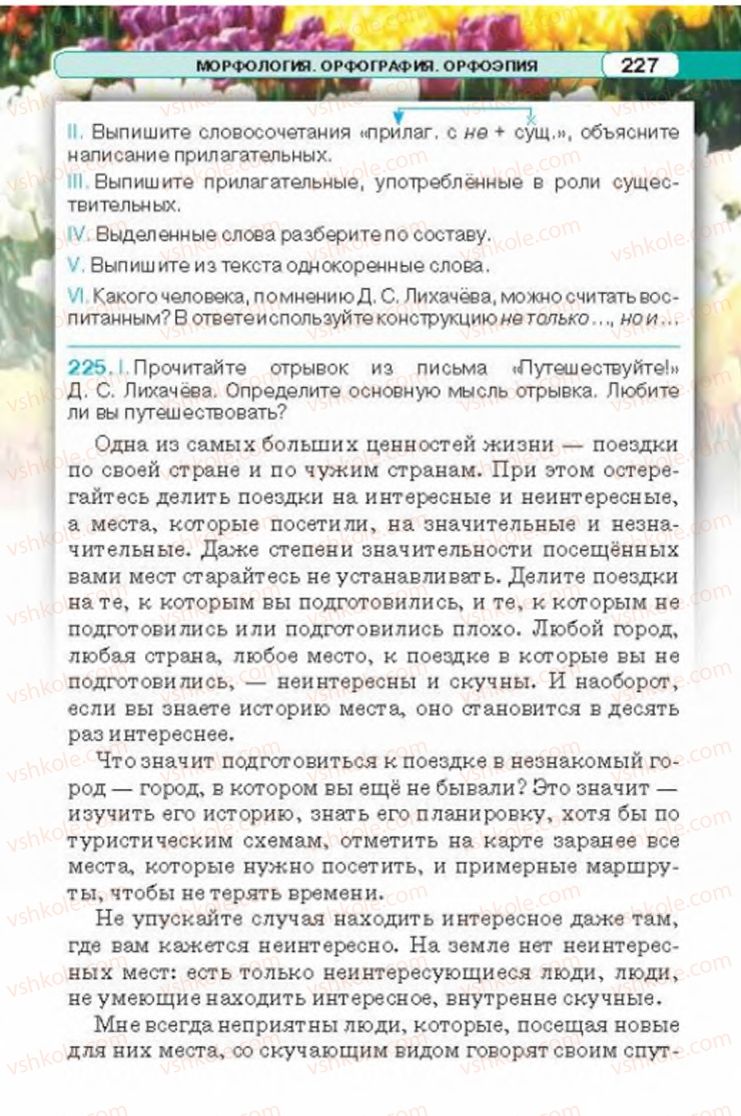 Страница 227 | Підручник Русский язык 6 клас Л.В. Давидюк 2014