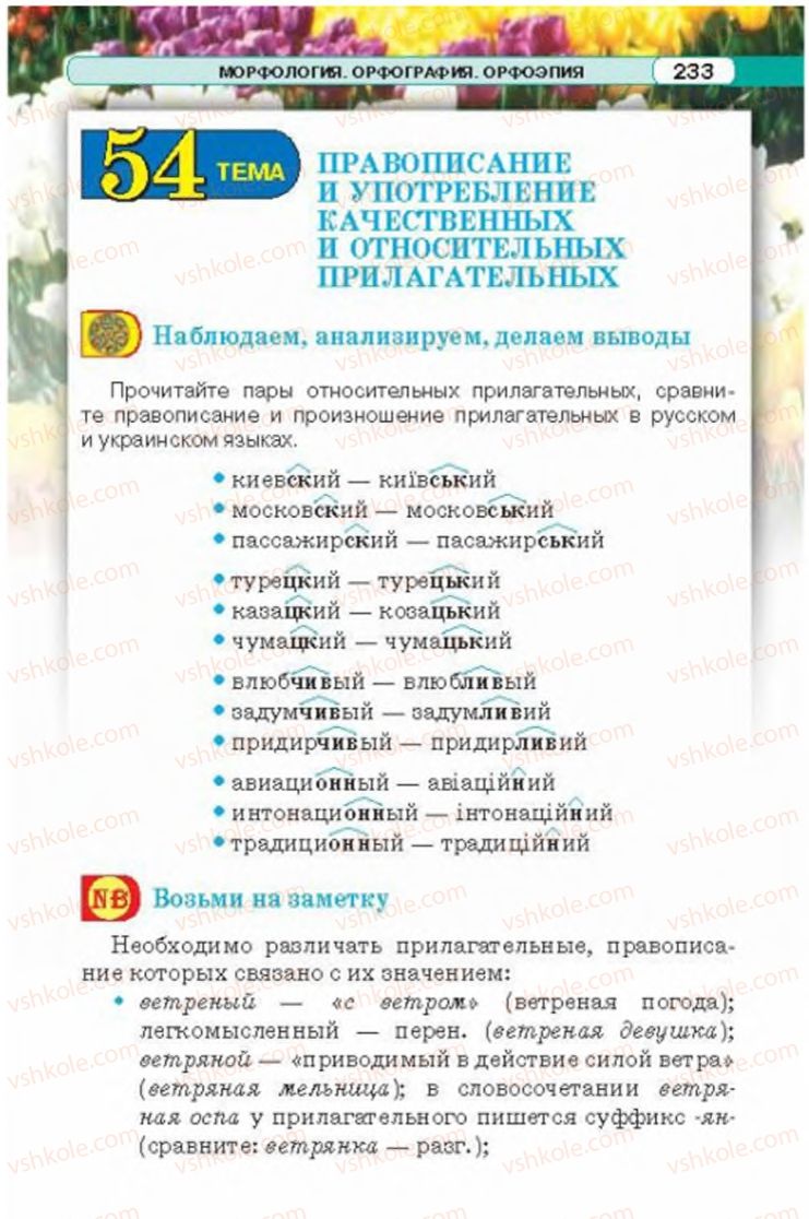 Страница 233 | Підручник Русский язык 6 клас Л.В. Давидюк 2014