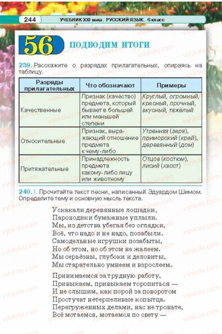 Страница 244 | Підручник Русский язык 6 клас Л.В. Давидюк 2014