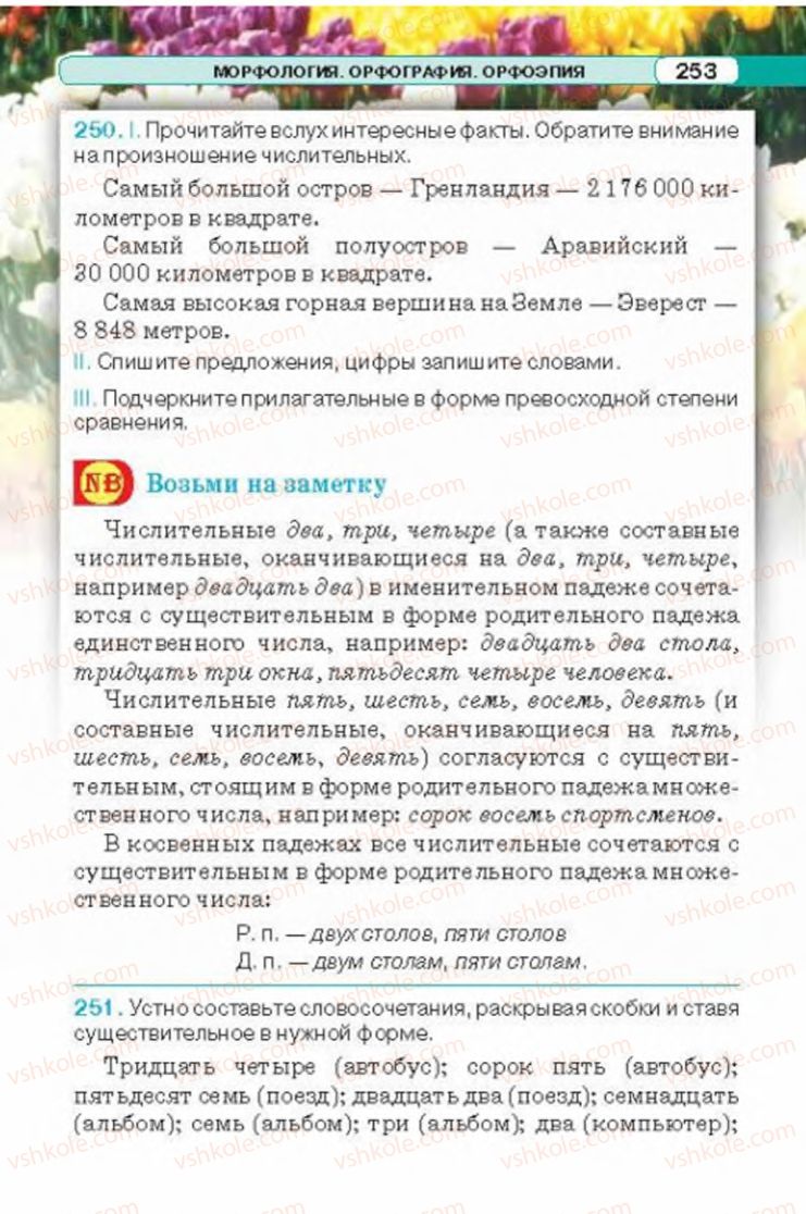 Страница 253 | Підручник Русский язык 6 клас Л.В. Давидюк 2014