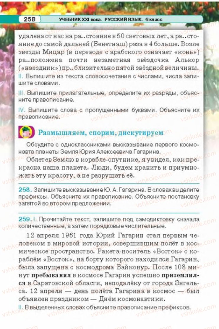 Страница 258 | Підручник Русский язык 6 клас Л.В. Давидюк 2014