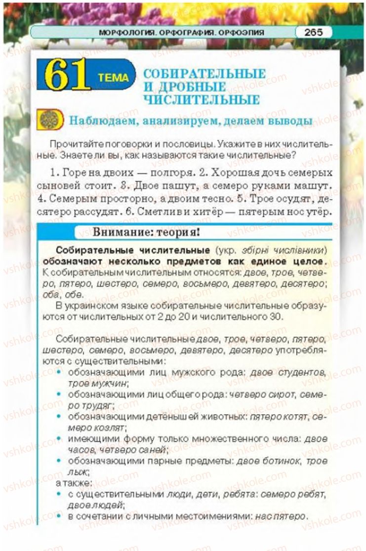 Страница 265 | Підручник Русский язык 6 клас Л.В. Давидюк 2014