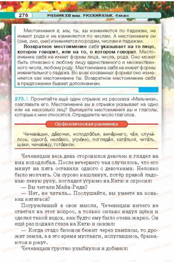 Страница 276 | Підручник Русский язык 6 клас Л.В. Давидюк 2014