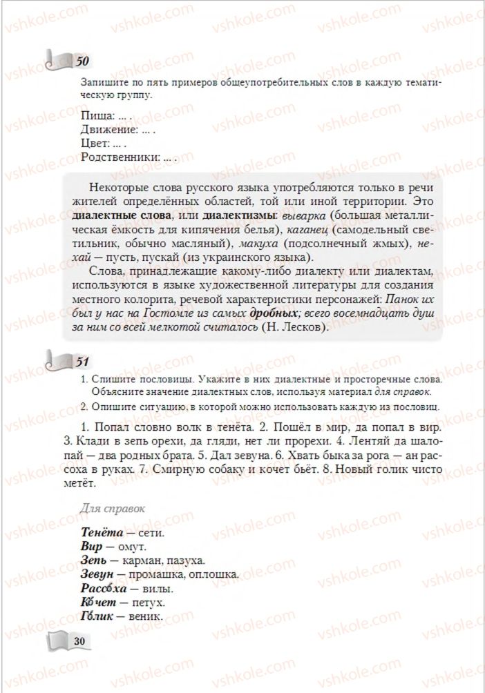 Страница 30 | Підручник Русский язык 6 клас А.Н. Рудяков, Т.Я. Фролова, М.Г. Маркина-Гурджи 2014
