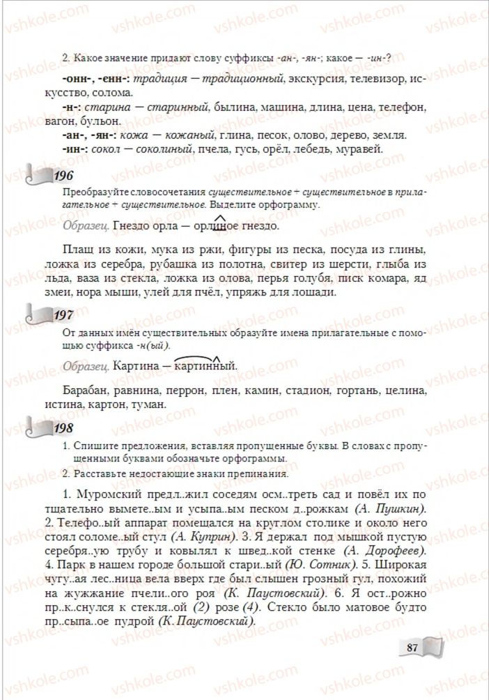 Страница 87 | Підручник Русский язык 6 клас А.Н. Рудяков, Т.Я. Фролова, М.Г. Маркина-Гурджи 2014