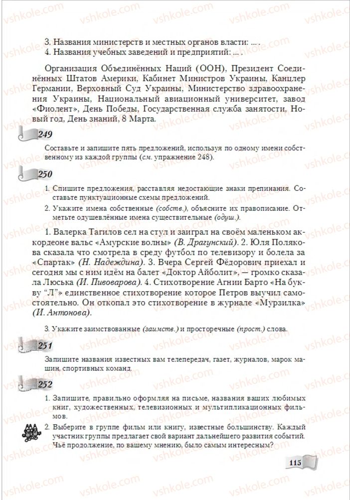 Страница 115 | Підручник Русский язык 6 клас А.Н. Рудяков, Т.Я. Фролова, М.Г. Маркина-Гурджи 2014
