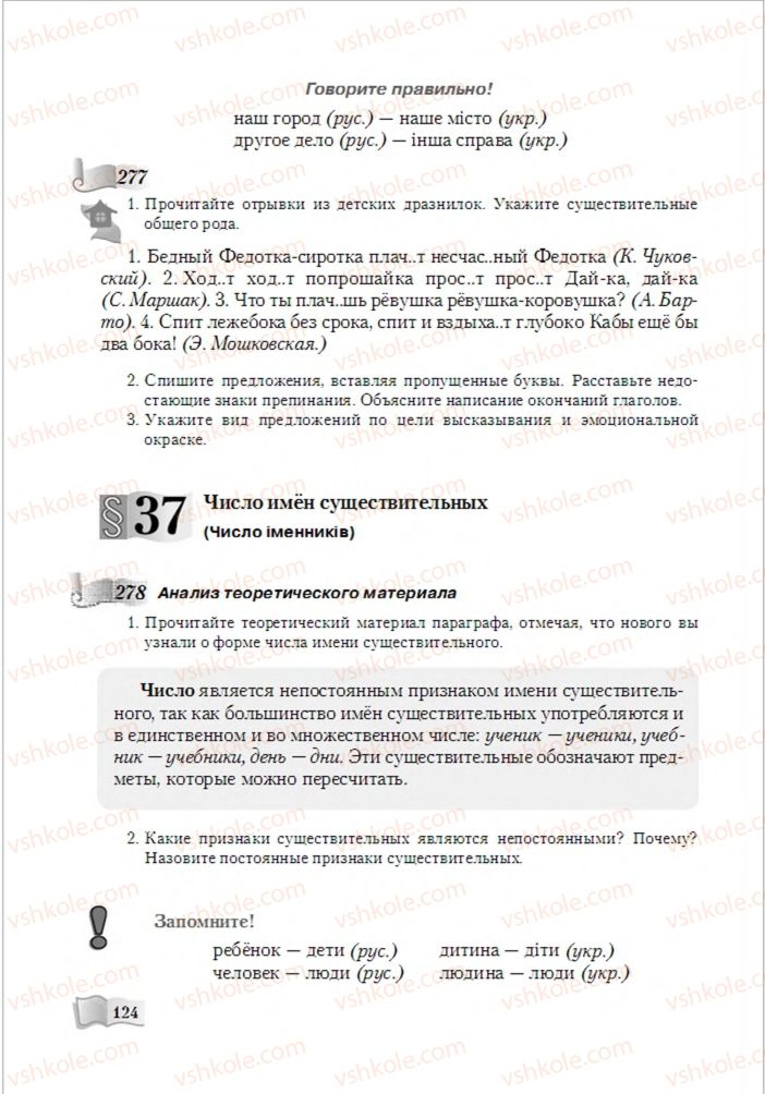 Страница 124 | Підручник Русский язык 6 клас А.Н. Рудяков, Т.Я. Фролова, М.Г. Маркина-Гурджи 2014