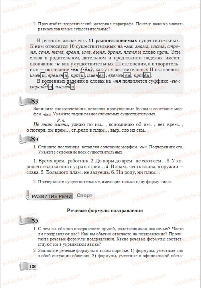 Страница 130 | Підручник Русский язык 6 клас А.Н. Рудяков, Т.Я. Фролова, М.Г. Маркина-Гурджи 2014
