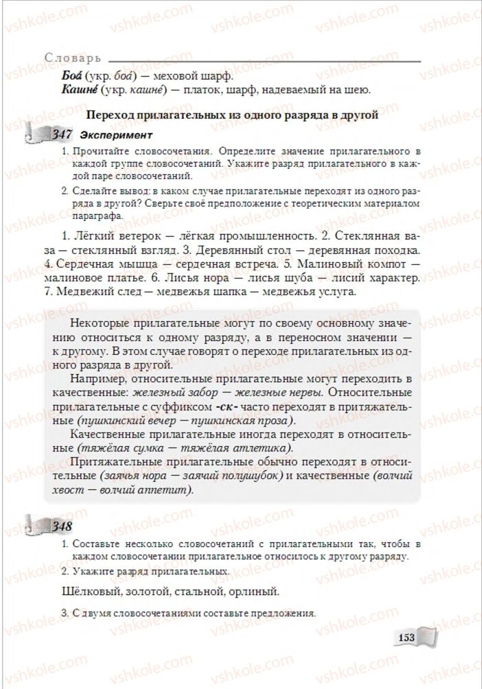Страница 153 | Підручник Русский язык 6 клас А.Н. Рудяков, Т.Я. Фролова, М.Г. Маркина-Гурджи 2014