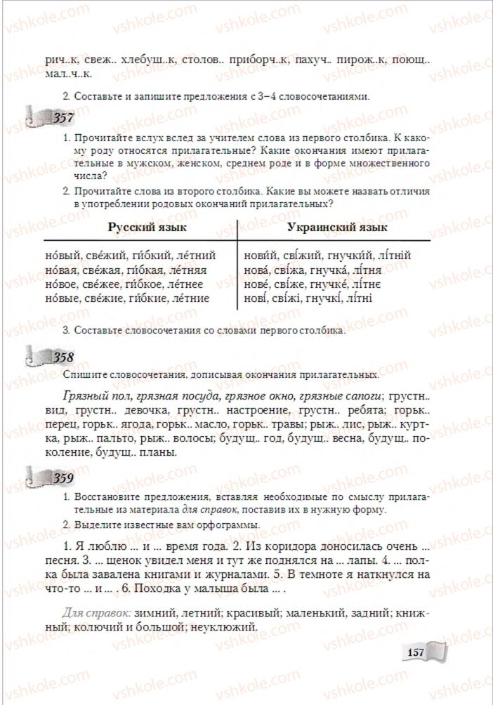 Страница 157 | Підручник Русский язык 6 клас А.Н. Рудяков, Т.Я. Фролова, М.Г. Маркина-Гурджи 2014