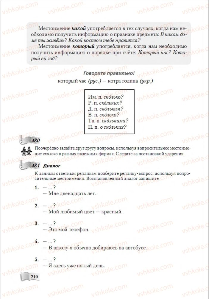 Страница 210 | Підручник Русский язык 6 клас А.Н. Рудяков, Т.Я. Фролова, М.Г. Маркина-Гурджи 2014