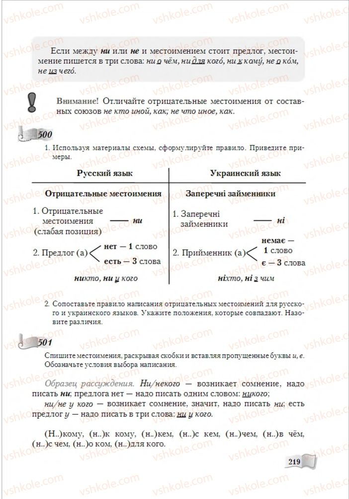 Страница 219 | Підручник Русский язык 6 клас А.Н. Рудяков, Т.Я. Фролова, М.Г. Маркина-Гурджи 2014
