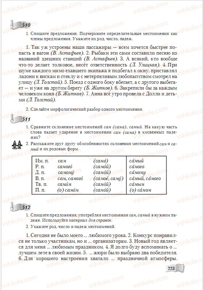 Страница 223 | Підручник Русский язык 6 клас А.Н. Рудяков, Т.Я. Фролова, М.Г. Маркина-Гурджи 2014