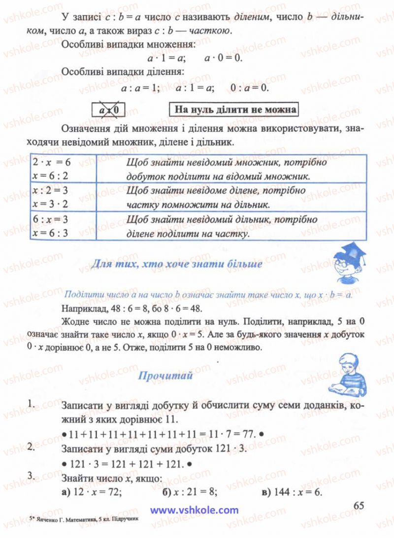Страница 65 | Підручник Математика 5 клас Г.М. Янченко, В.Р. Кравчук 2010