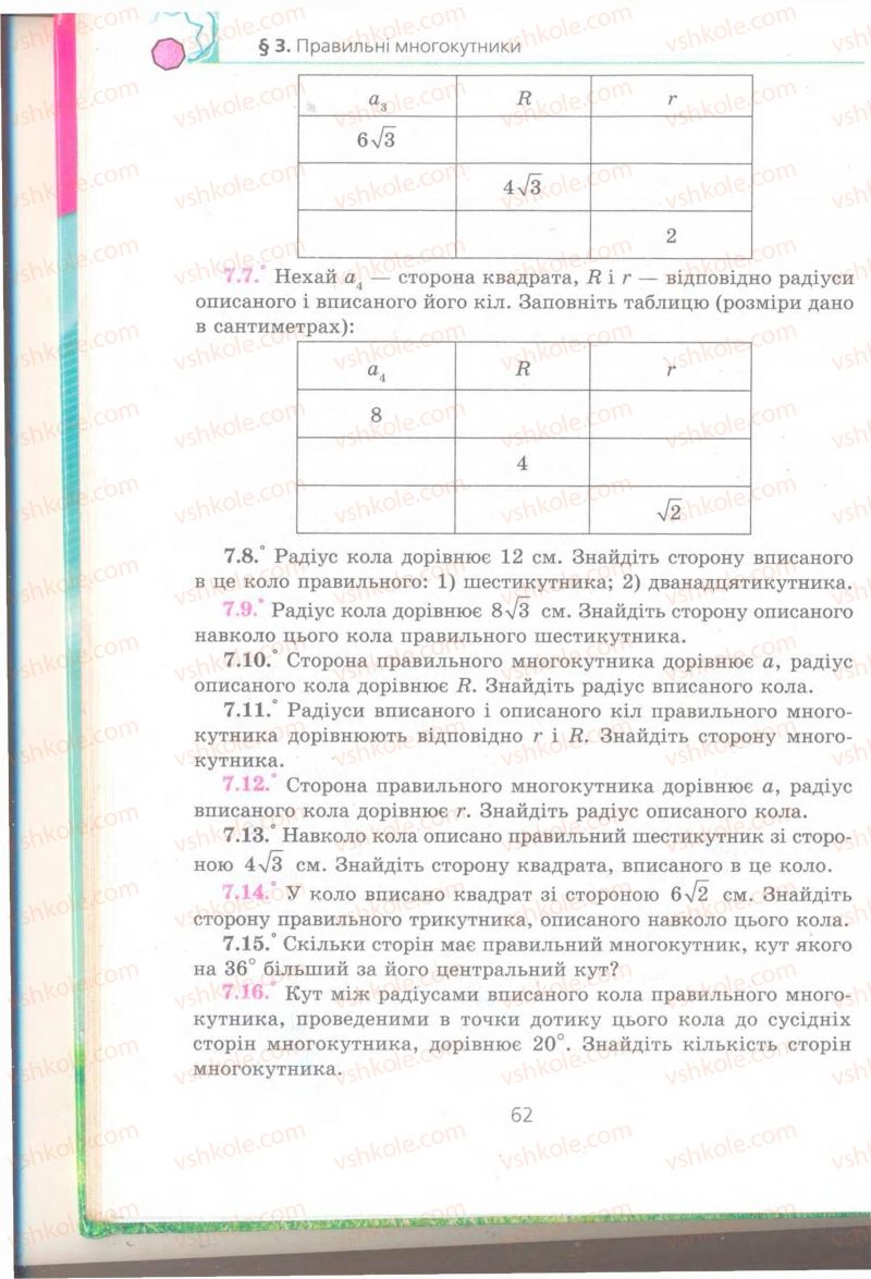 Страница 62 | Підручник Геометрія 9 клас А.Г. Мерзляк, В.Б. Полонський, M.С. Якір 2009 Поглиблений рівень вивчення