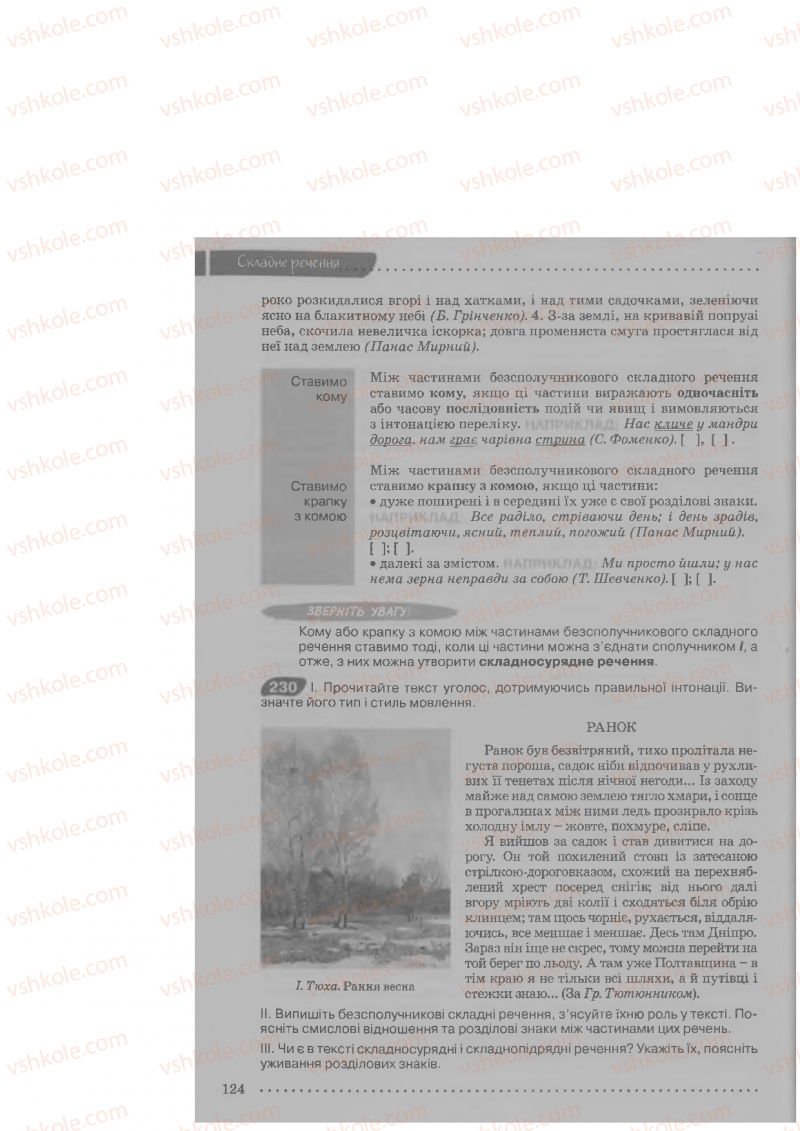 Страница 124 | Підручник Українська мова 9 клас О.В. Заболотний, В.В. Заболотний 2009