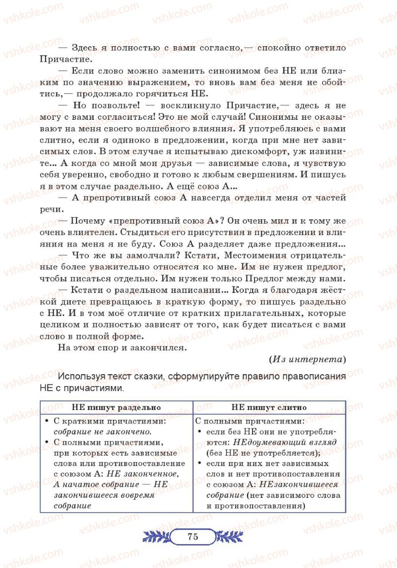 Страница 75 | Підручник Русский язык 7 клас М.В. Коновалова 2014